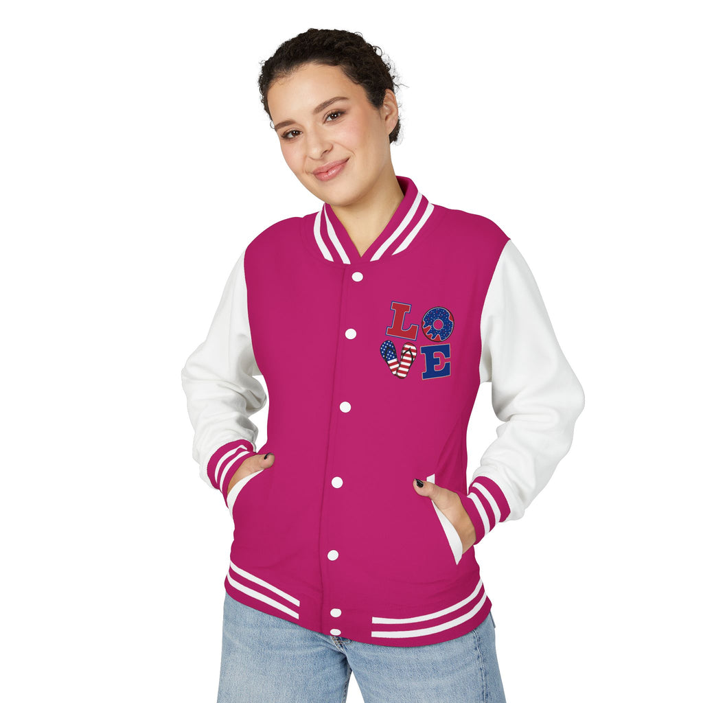 Patriotic 'LOVE' Letterman Jacket - Americana Varsity Jacket