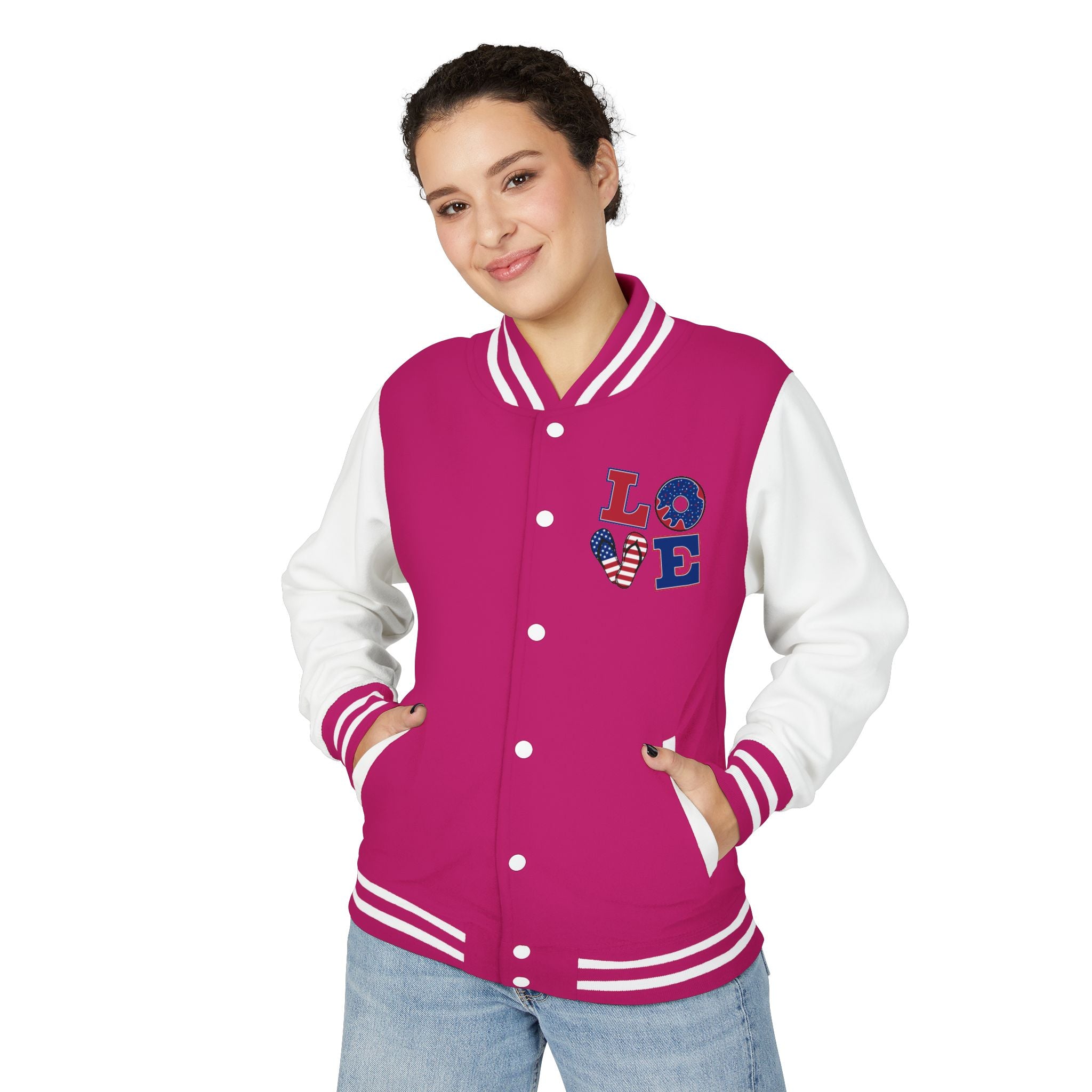 Patriotic 'LOVE' Letterman Jacket - Americana Varsity Jacket
