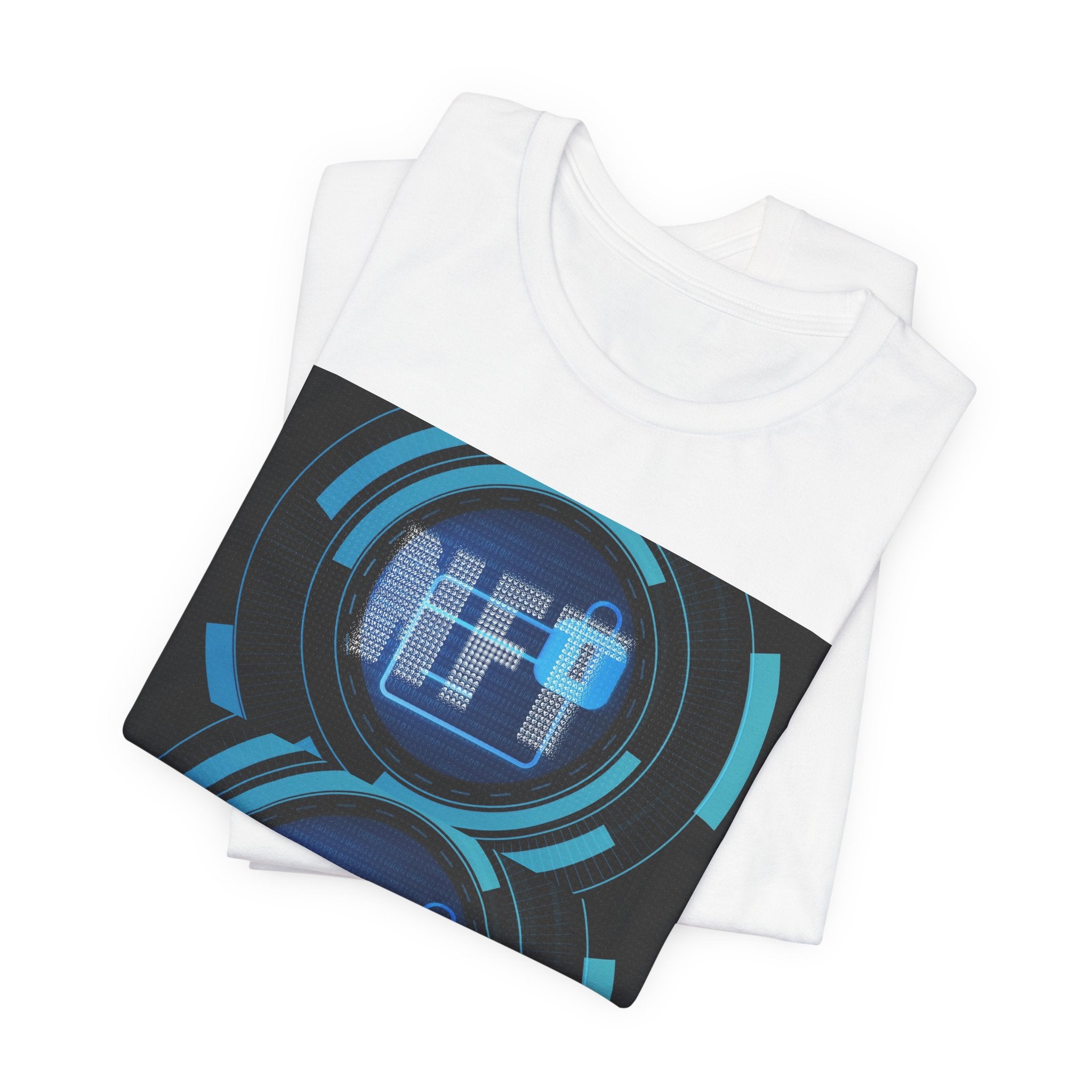 Tech Circuit Tee — Futuristic Blue Digital Graphic T-Shirt