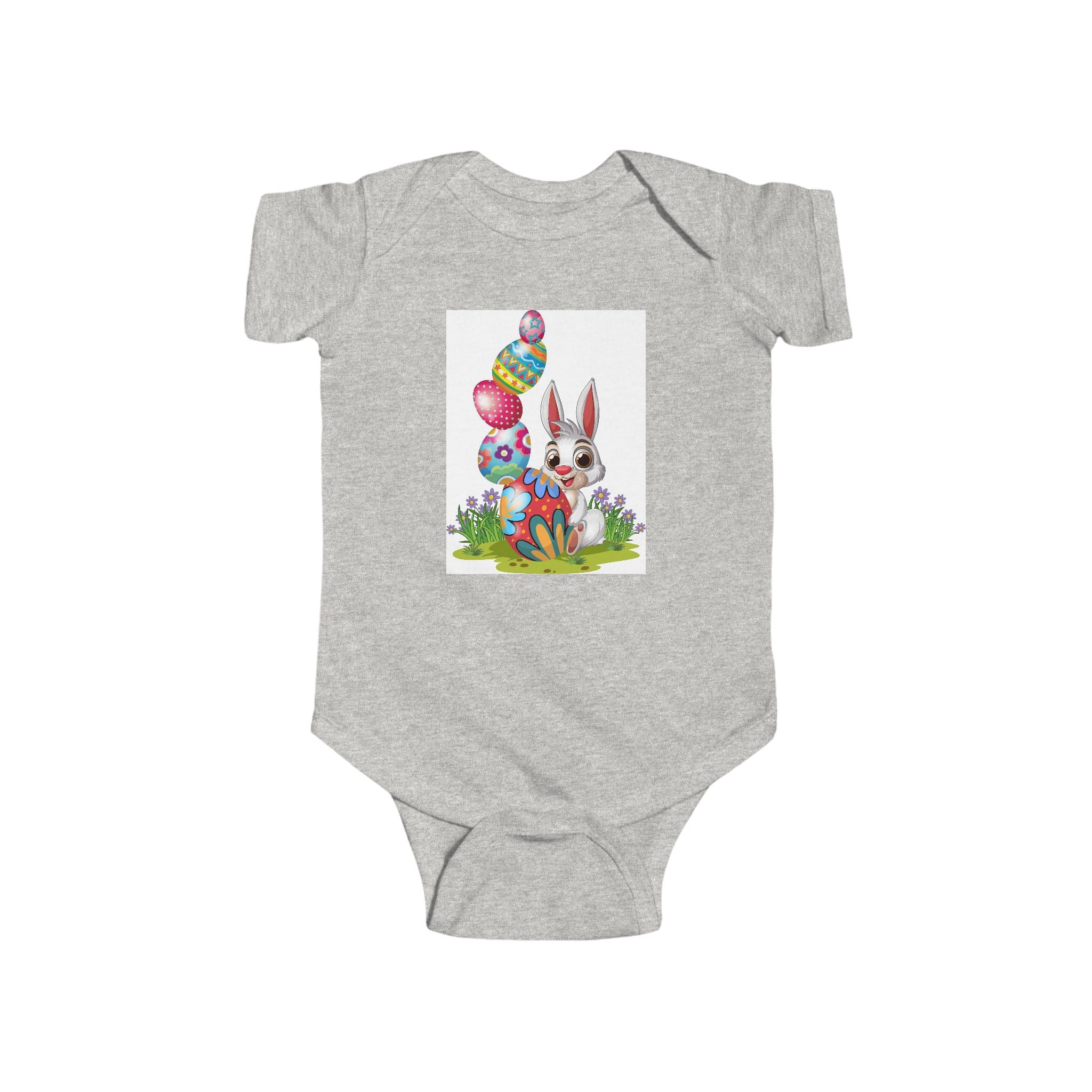 Easter Bunny Baby Bodysuit – Colorful Egg Hunt Infant Onesie