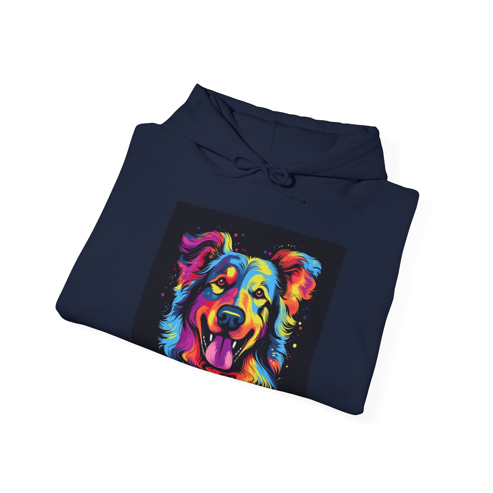 Colorful Pop Art Dog Hoodie — Vibrant Rainbow Canine Portrait Sweatshirt
