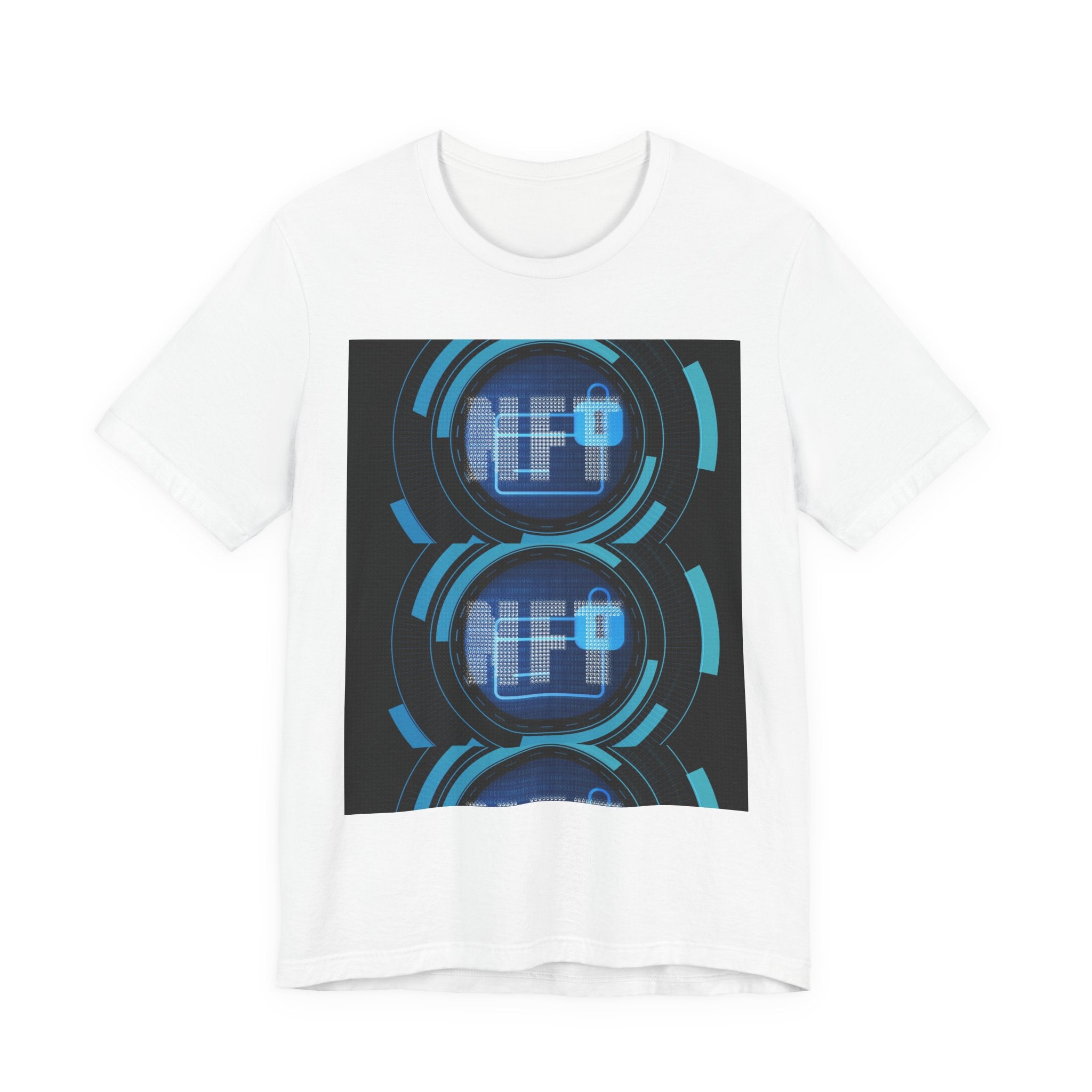 Tech Circuit Tee — Futuristic Blue Digital Graphic T-Shirt