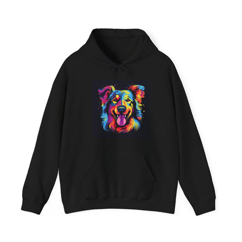 Colorful Pop Art Dog Hoodie — Vibrant Rainbow Canine Portrait Sweatshirt