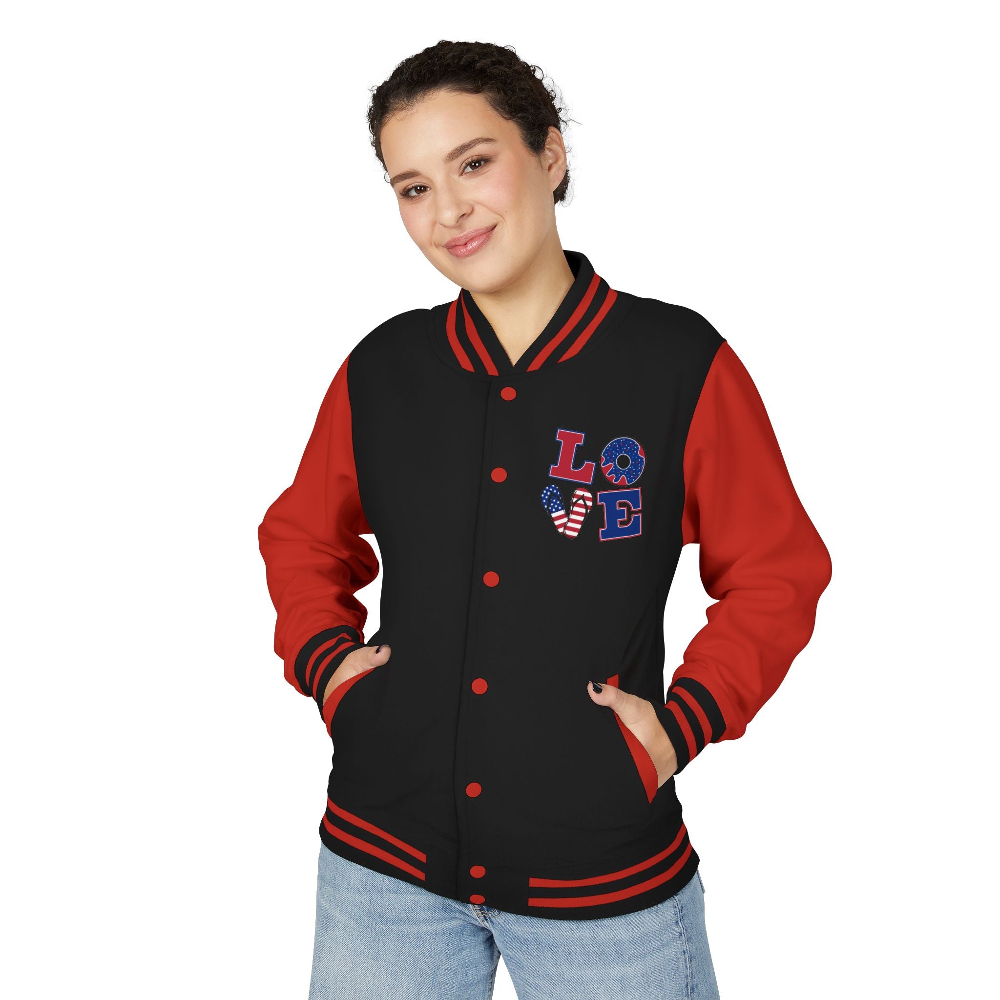 Patriotic 'LOVE' Letterman Jacket - Americana Varsity Jacket