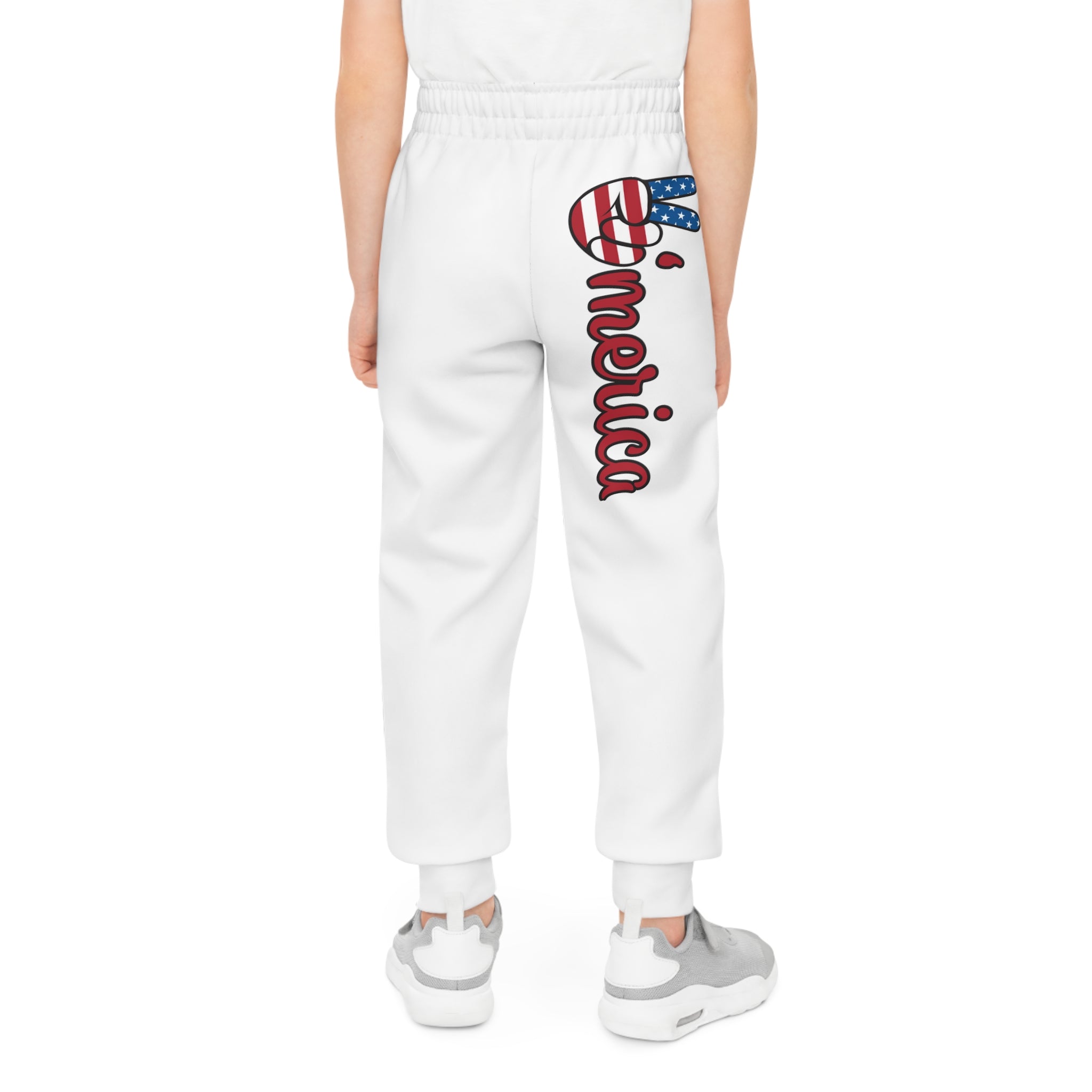 Youth Joggers - 'America' Patriotic USA Flag Side Print