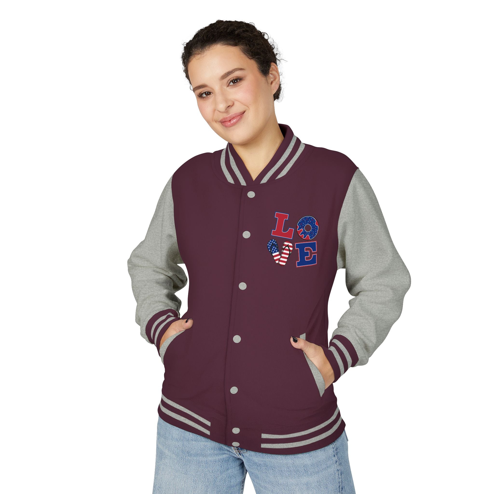 Patriotic 'LOVE' Letterman Jacket - Americana Varsity Jacket