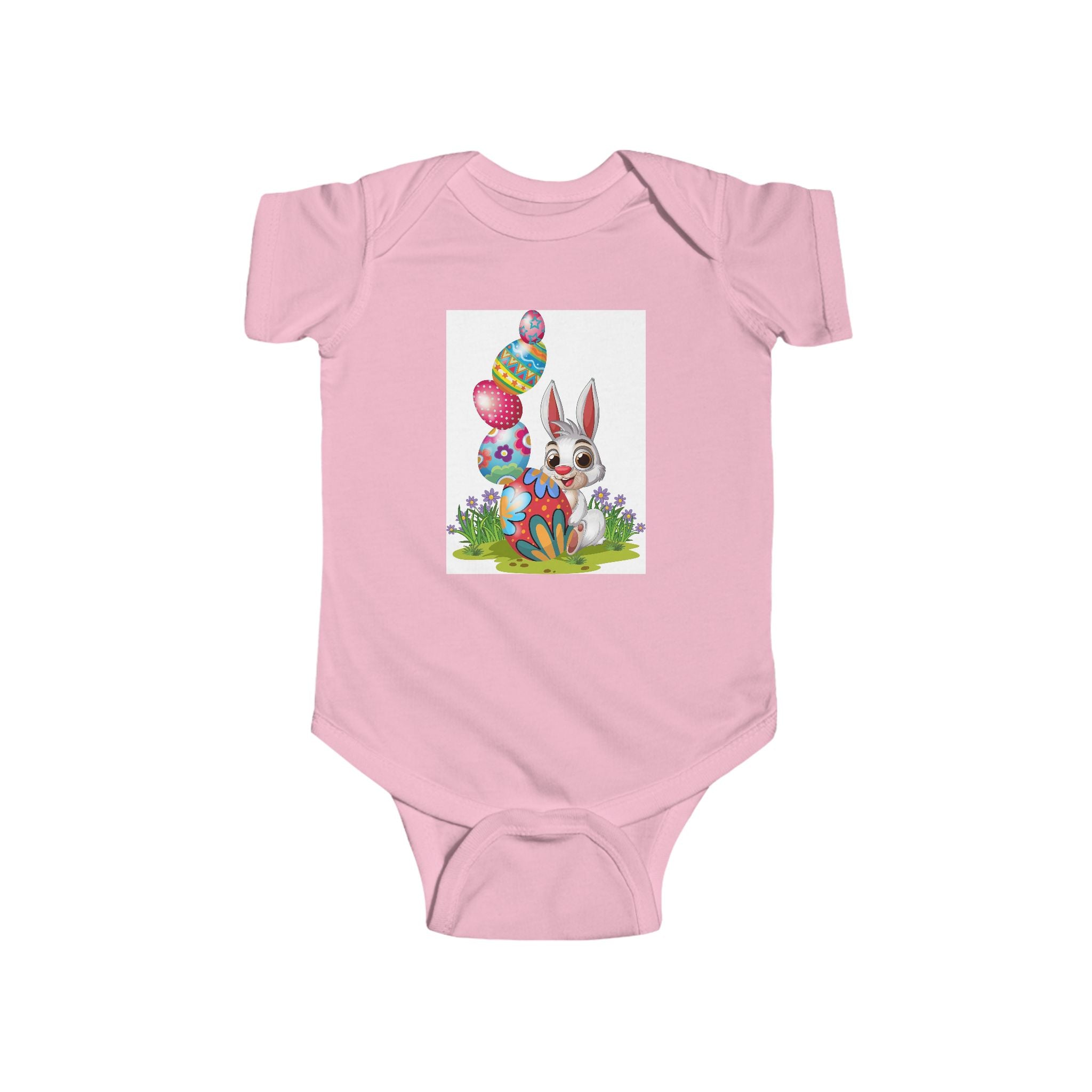 Easter Bunny Baby Bodysuit – Colorful Egg Hunt Infant Onesie