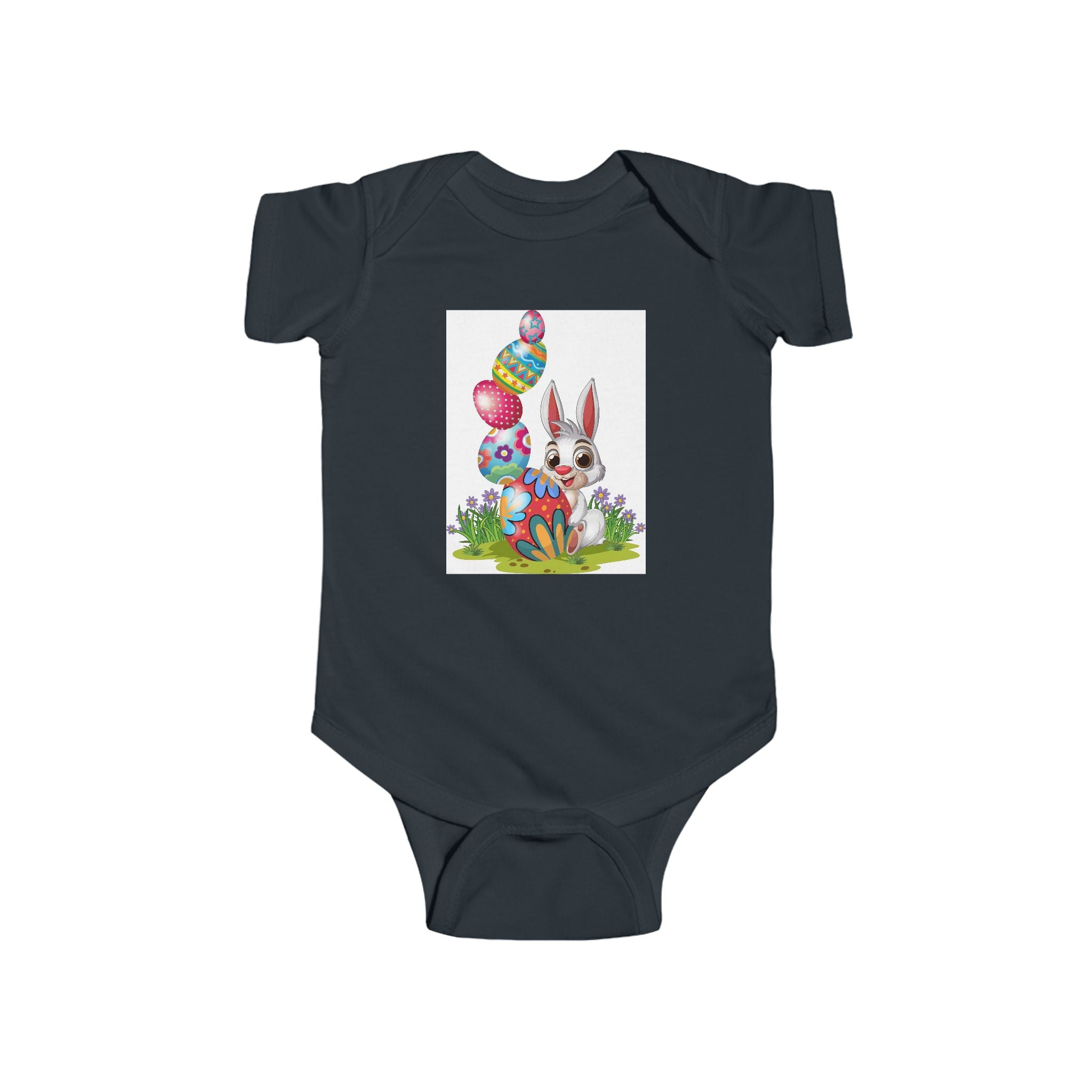 Easter Bunny Baby Bodysuit – Colorful Egg Hunt Infant Onesie