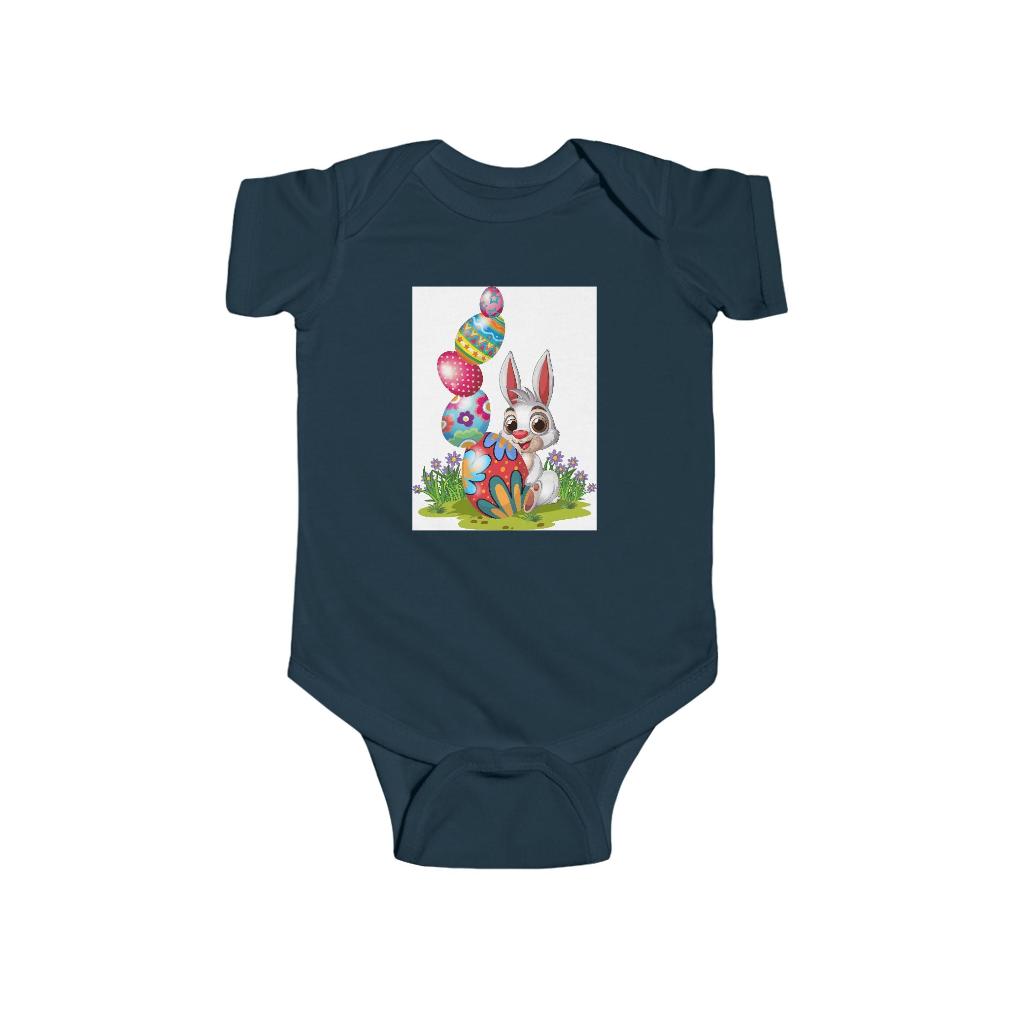 Easter Bunny Baby Bodysuit – Colorful Egg Hunt Infant Onesie