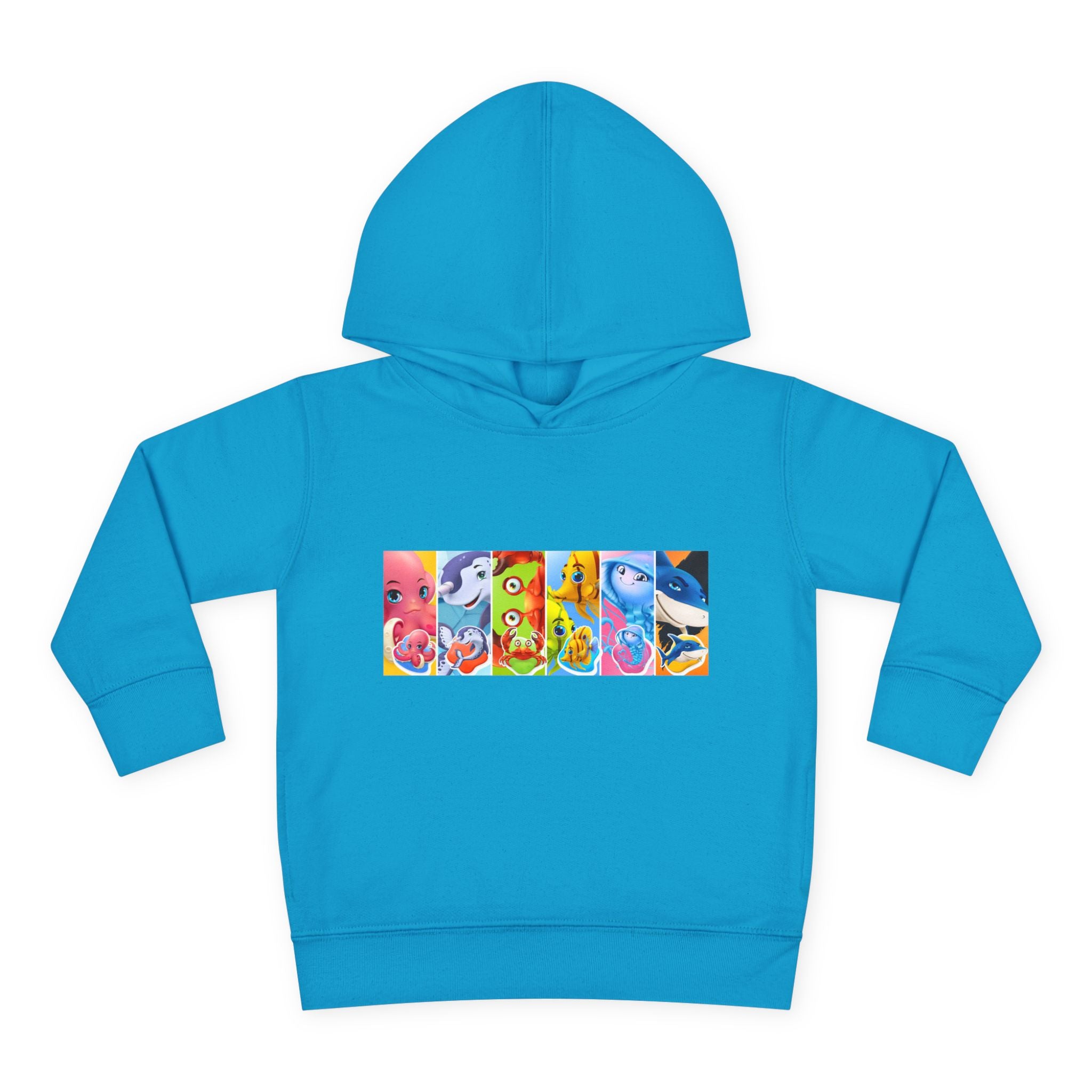 Toddler Hoodie — Colorful Cartoon Animal Collage Pullover