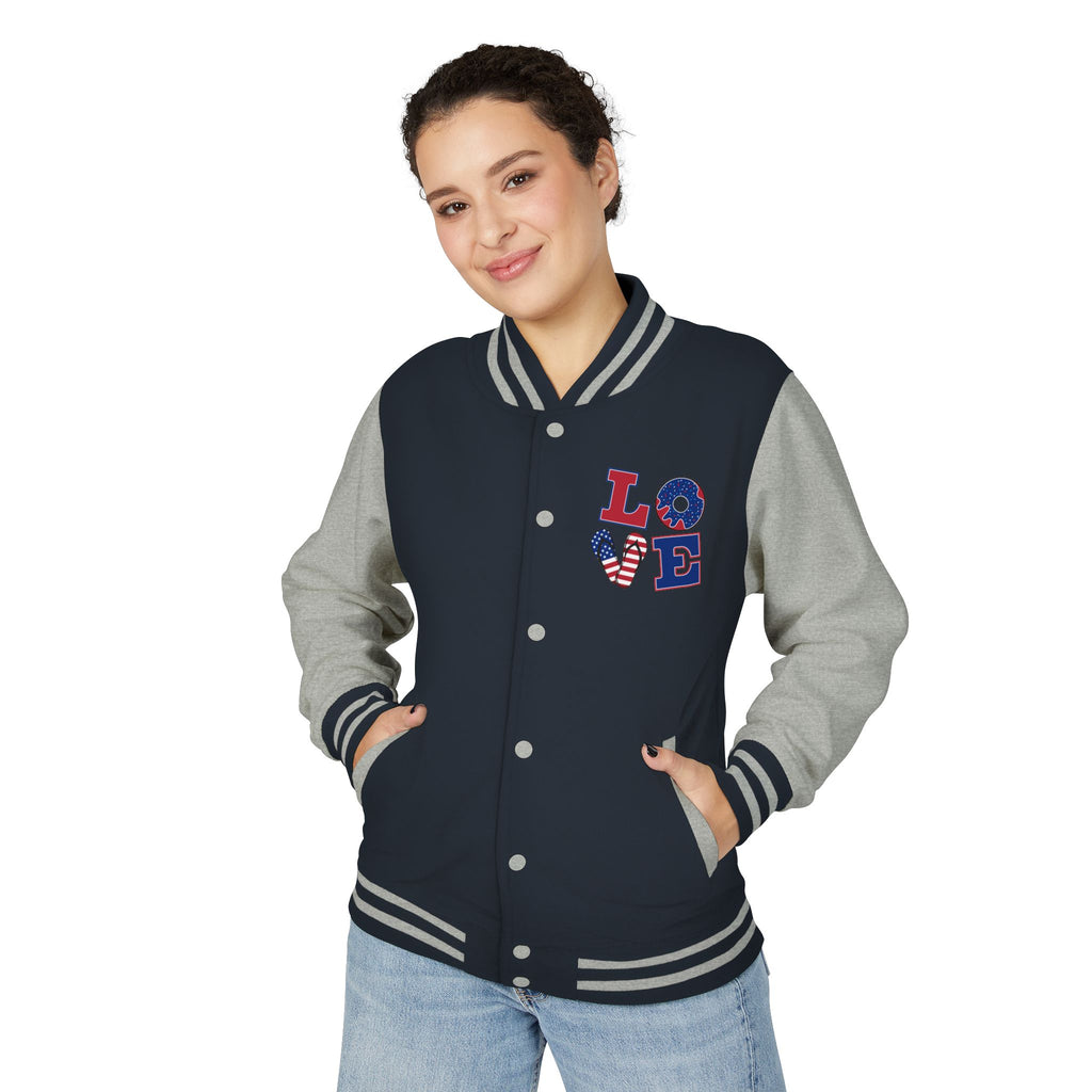 Patriotic 'LOVE' Letterman Jacket - Americana Varsity Jacket