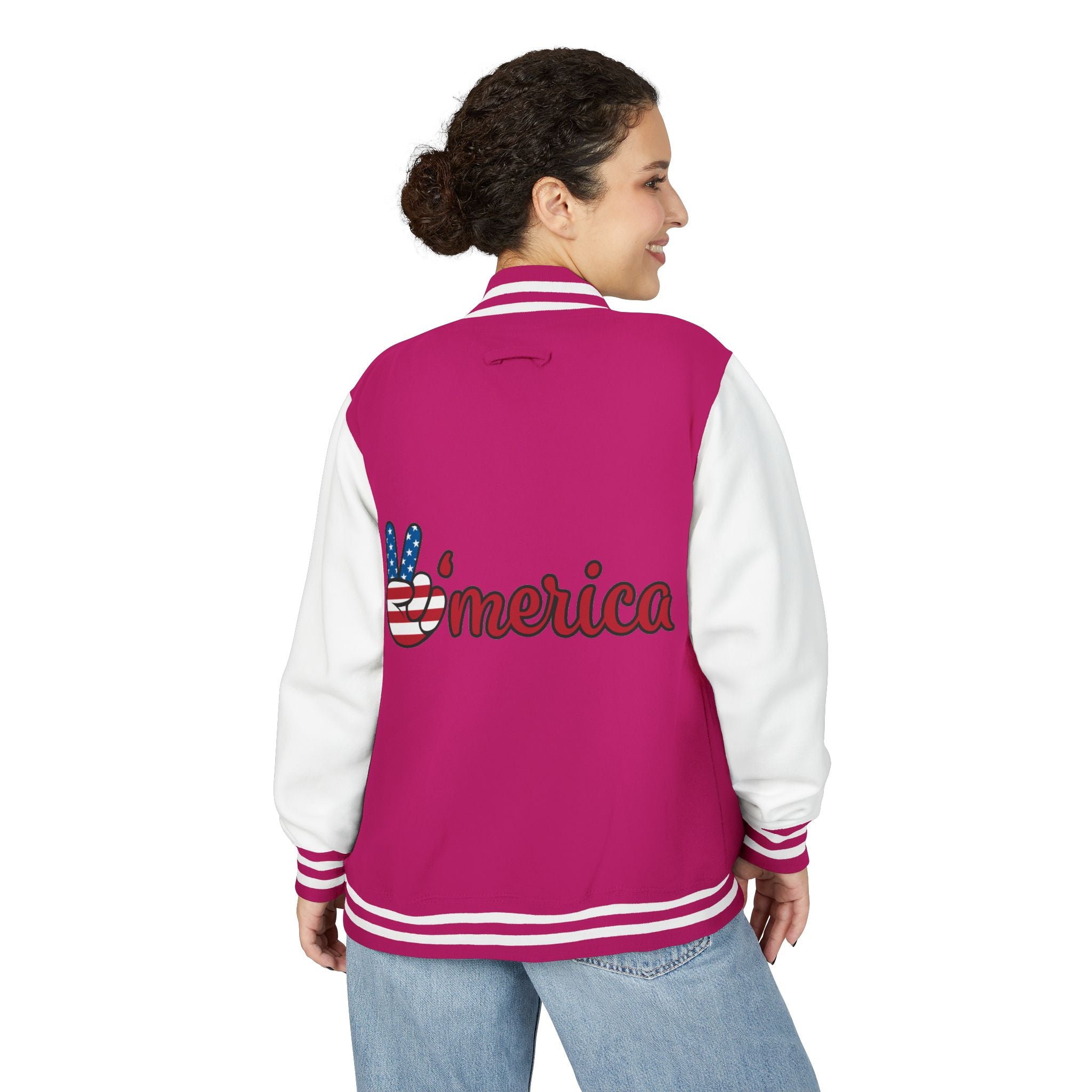 Patriotic 'LOVE' Letterman Jacket - Americana Varsity Jacket