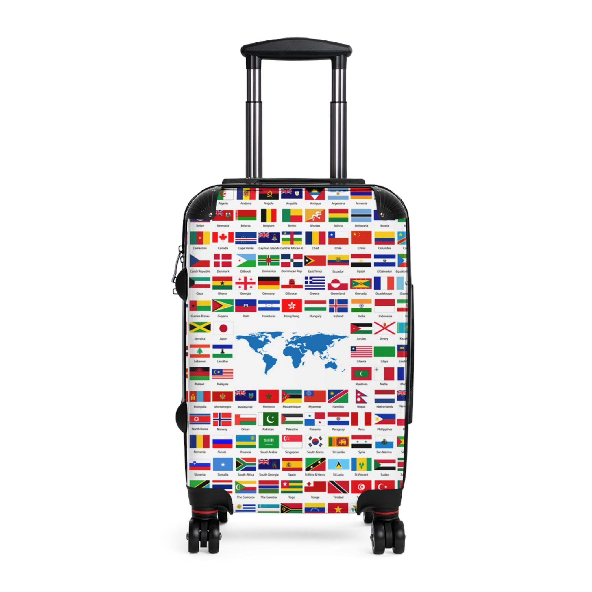 World Flags Carry-On Suitcase – Travel Luggage with Global Map Design