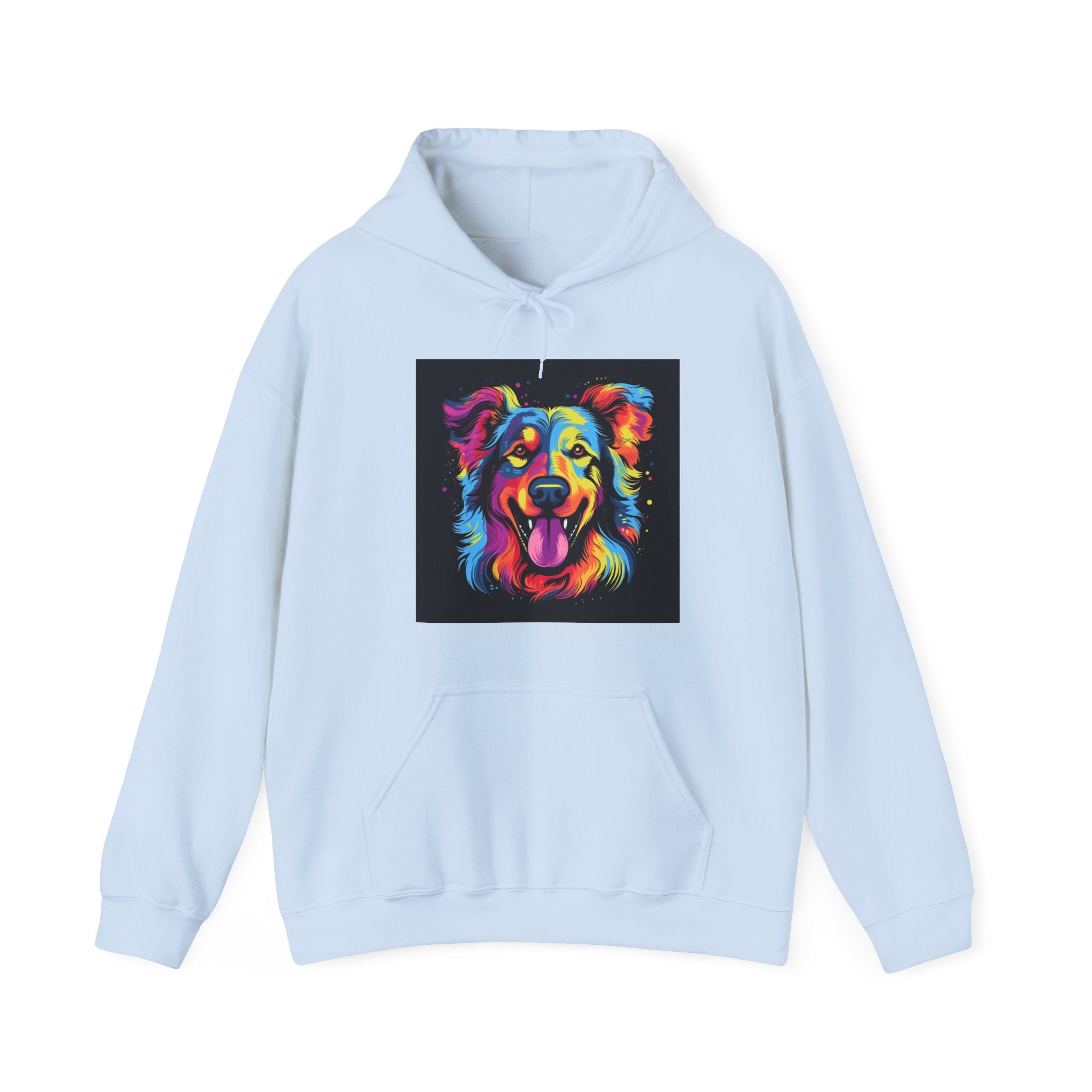 Colorful Pop Art Dog Hoodie — Vibrant Rainbow Canine Portrait Sweatshirt