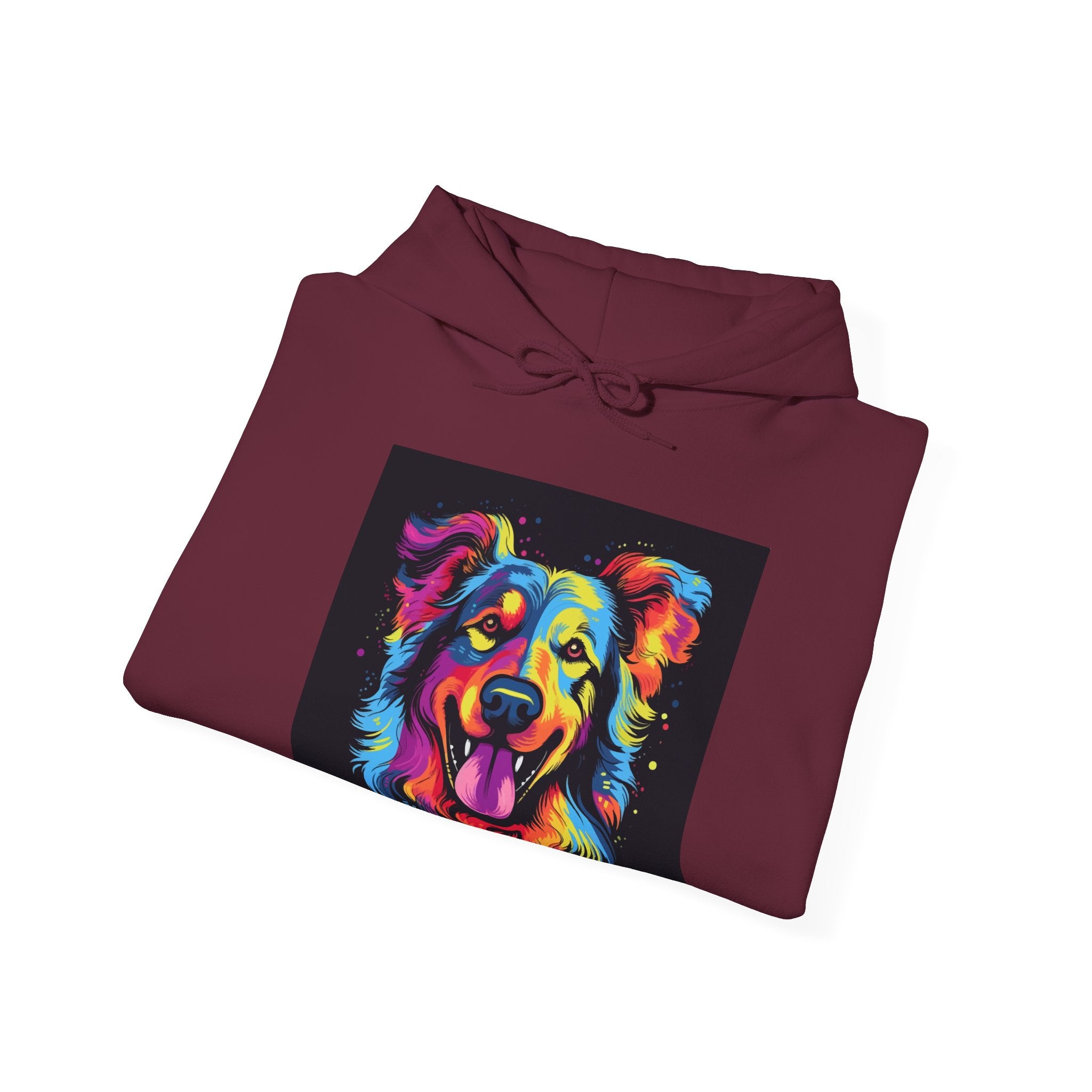 Colorful Pop Art Dog Hoodie — Vibrant Rainbow Canine Portrait Sweatshirt