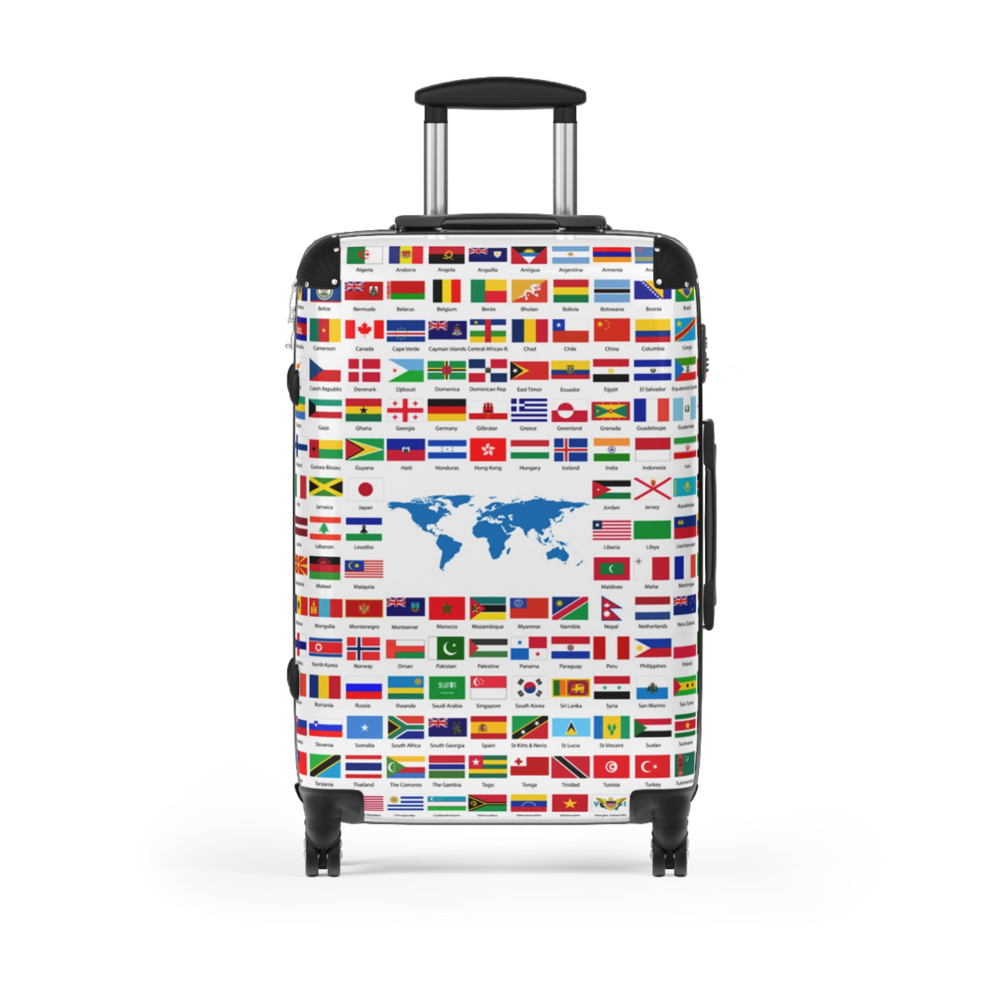 World Flags Carry-On Suitcase – Travel Luggage with Global Map Design