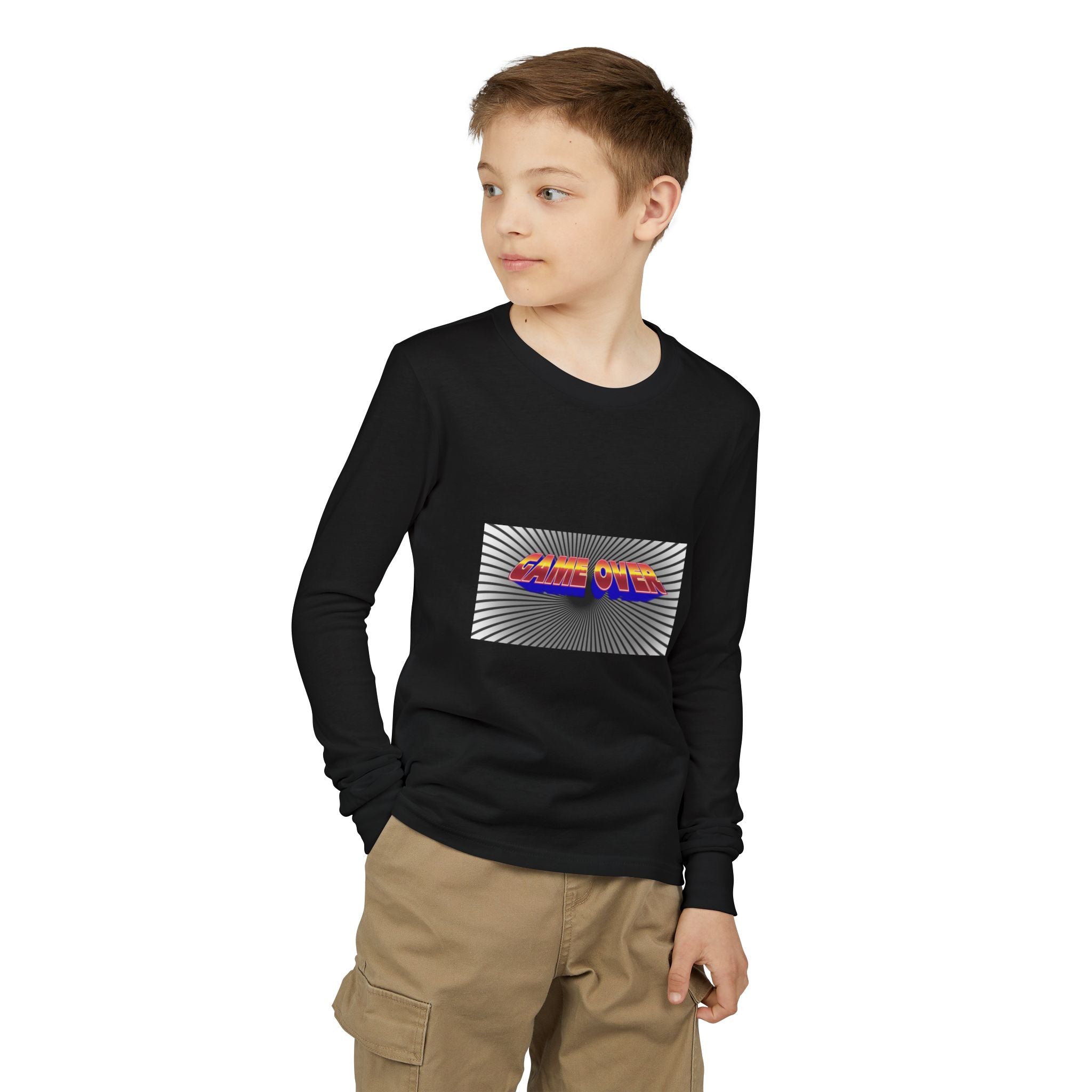 Youth Long Sleeve Tee — "Game Over" Retro Graphic