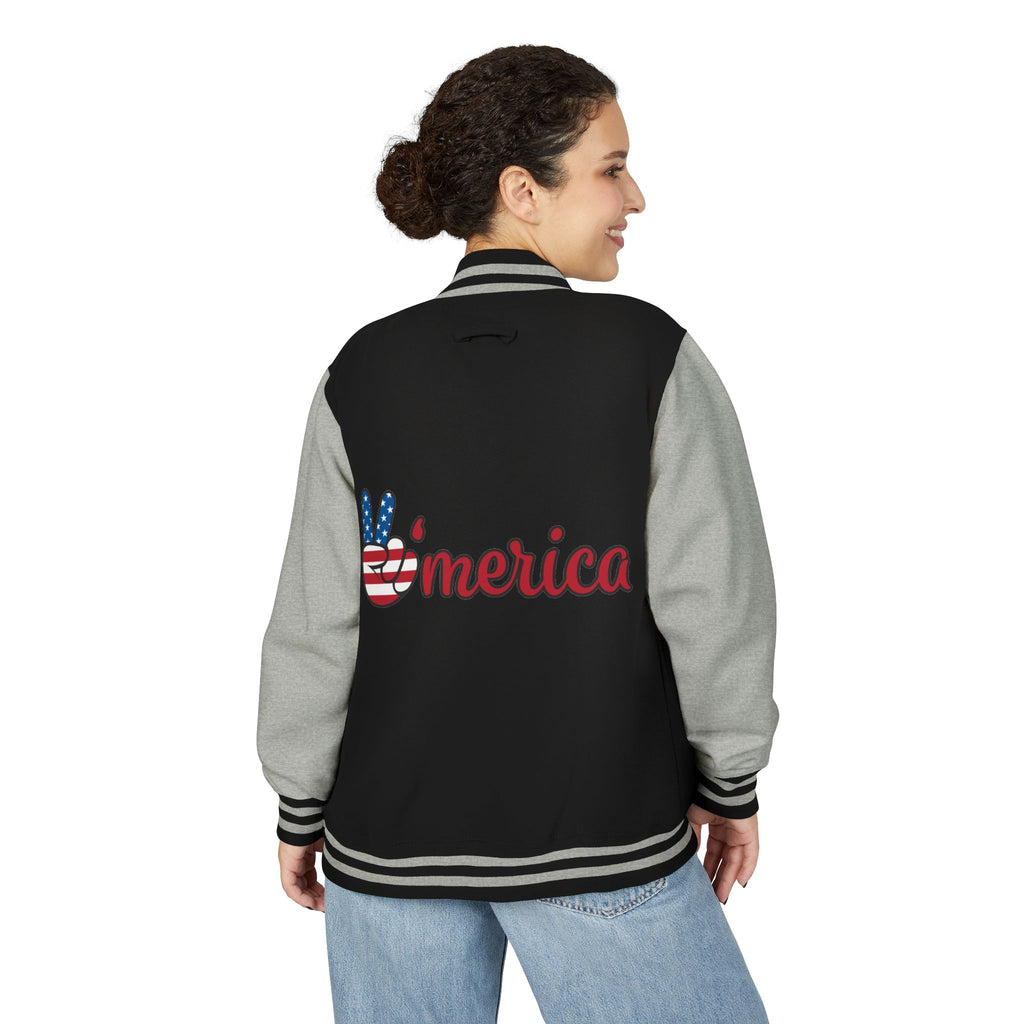 Patriotic 'LOVE' Letterman Jacket - Americana Varsity Jacket
