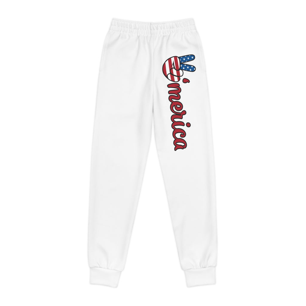 Youth Joggers - 'America' Patriotic USA Flag Side Print