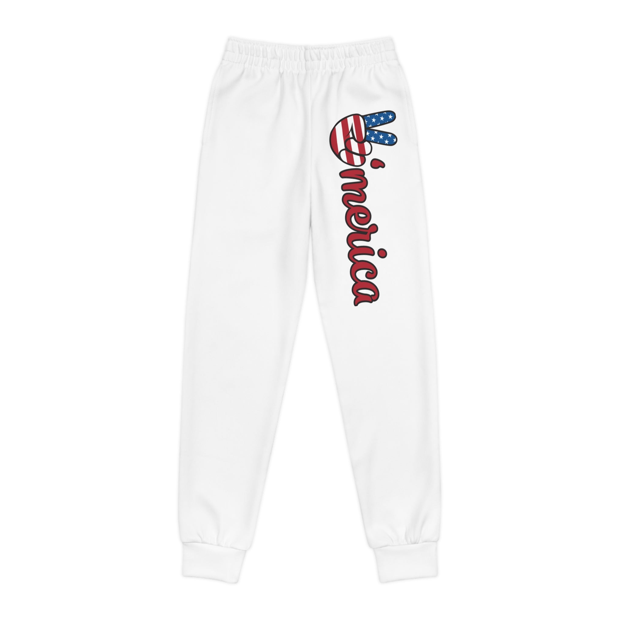 Youth Joggers - 'America' Patriotic USA Flag Side Print