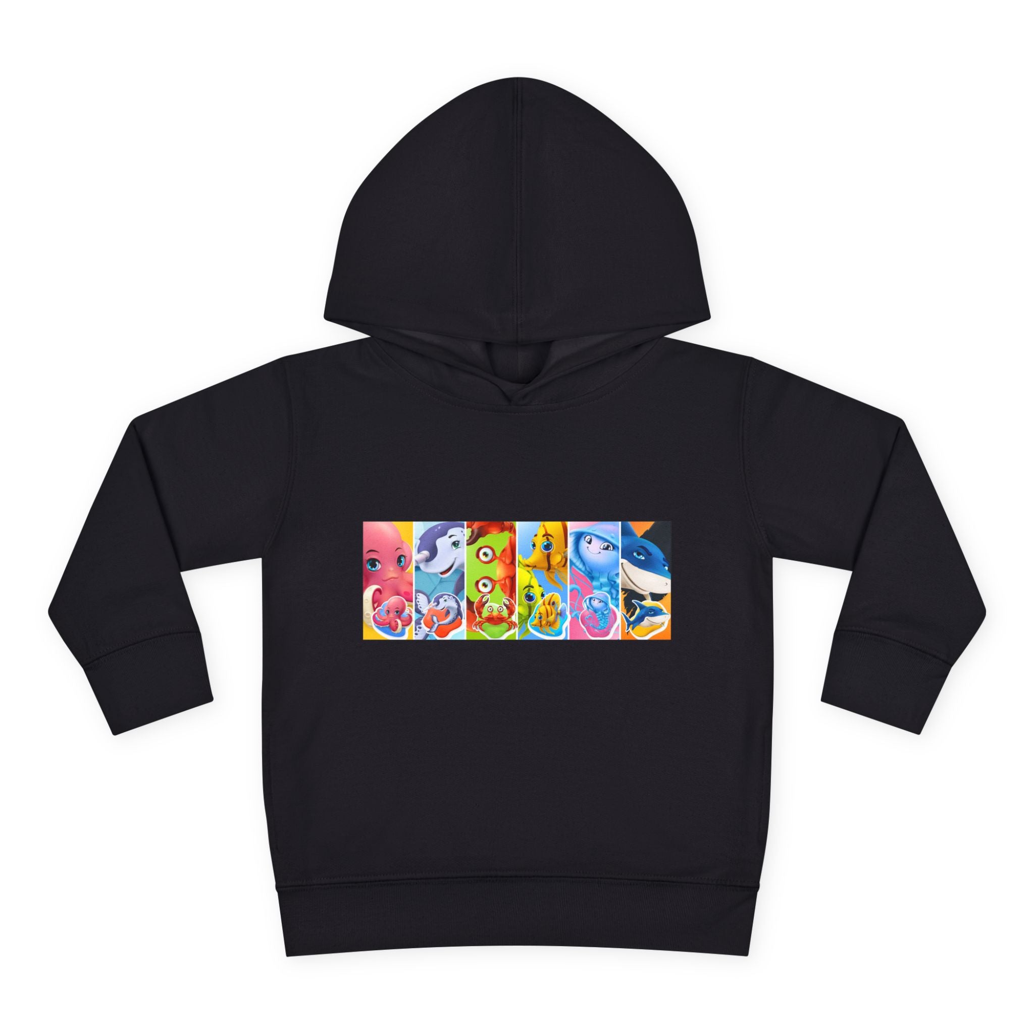 Toddler Hoodie — Colorful Cartoon Animal Collage Pullover