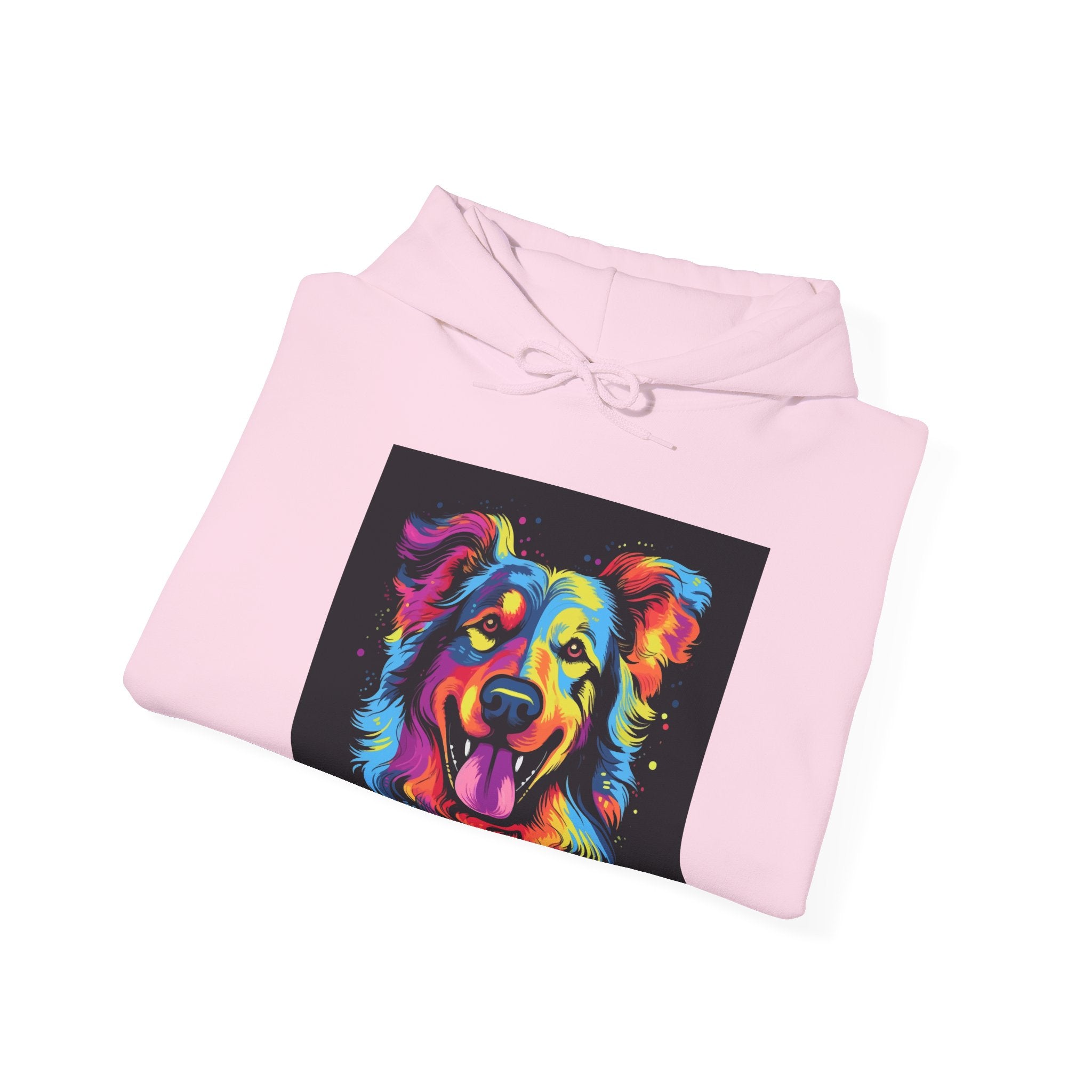 Colorful Pop Art Dog Hoodie — Vibrant Rainbow Canine Portrait Sweatshirt