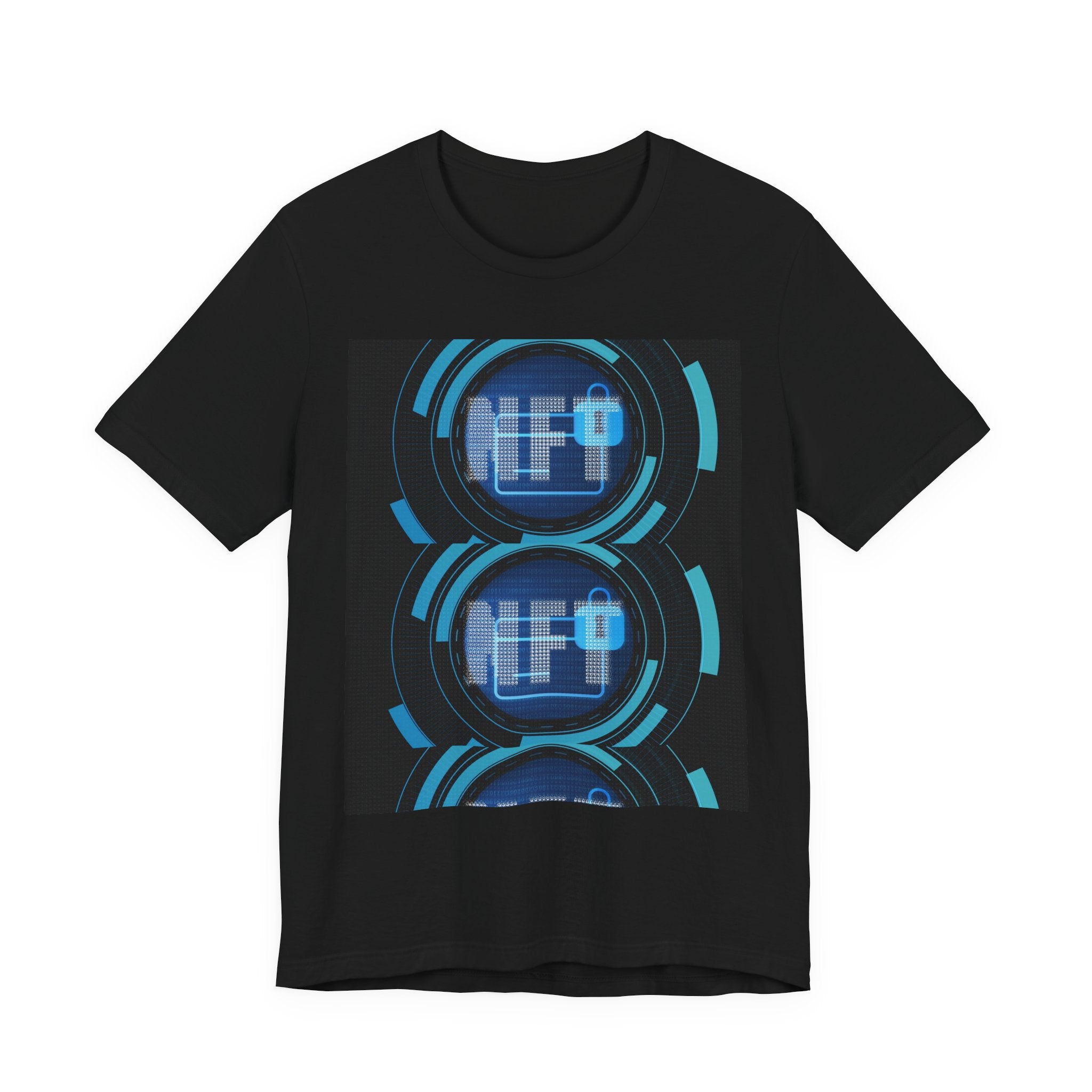 Tech Circuit Tee — Futuristic Blue Digital Graphic T-Shirt