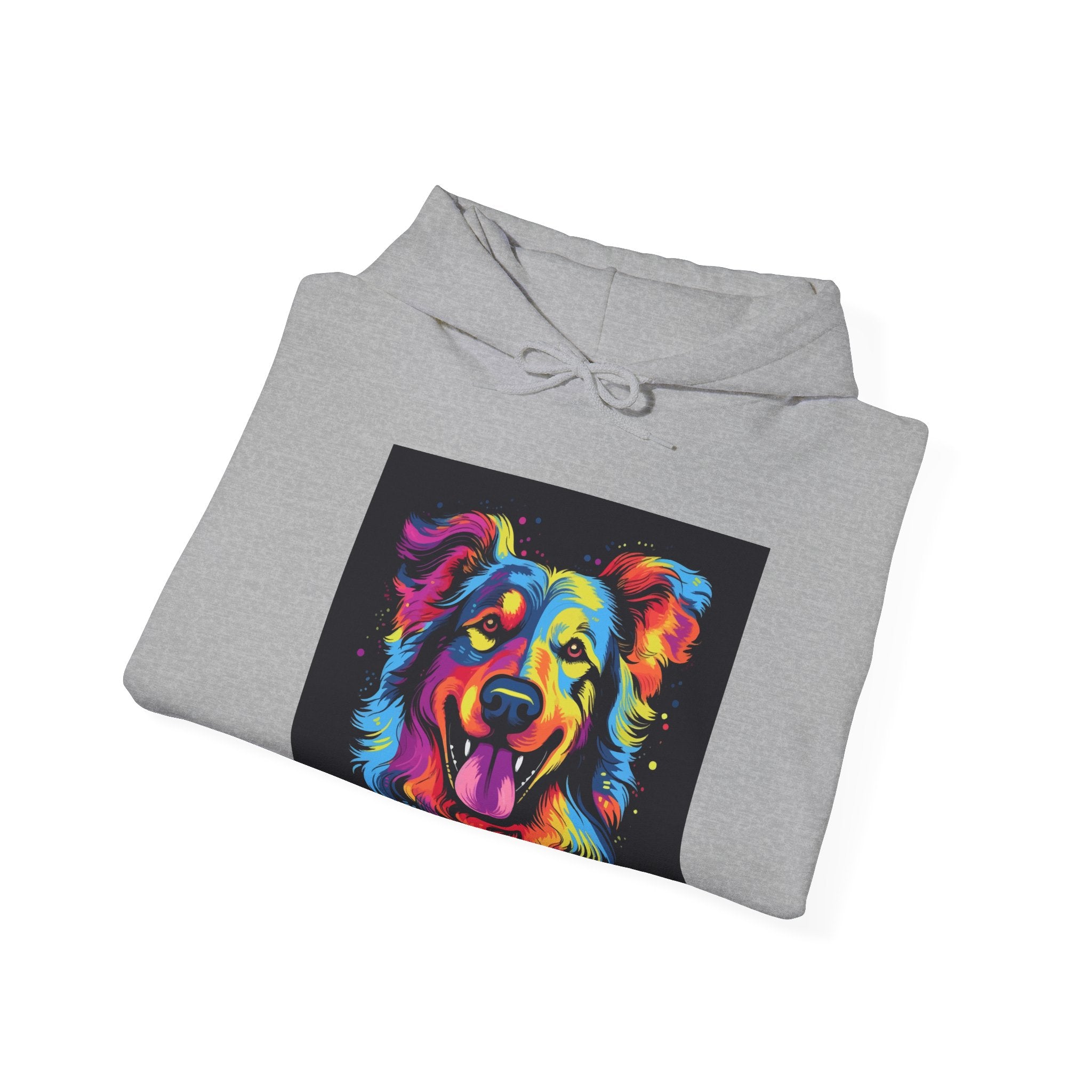 Colorful Pop Art Dog Hoodie — Vibrant Rainbow Canine Portrait Sweatshirt