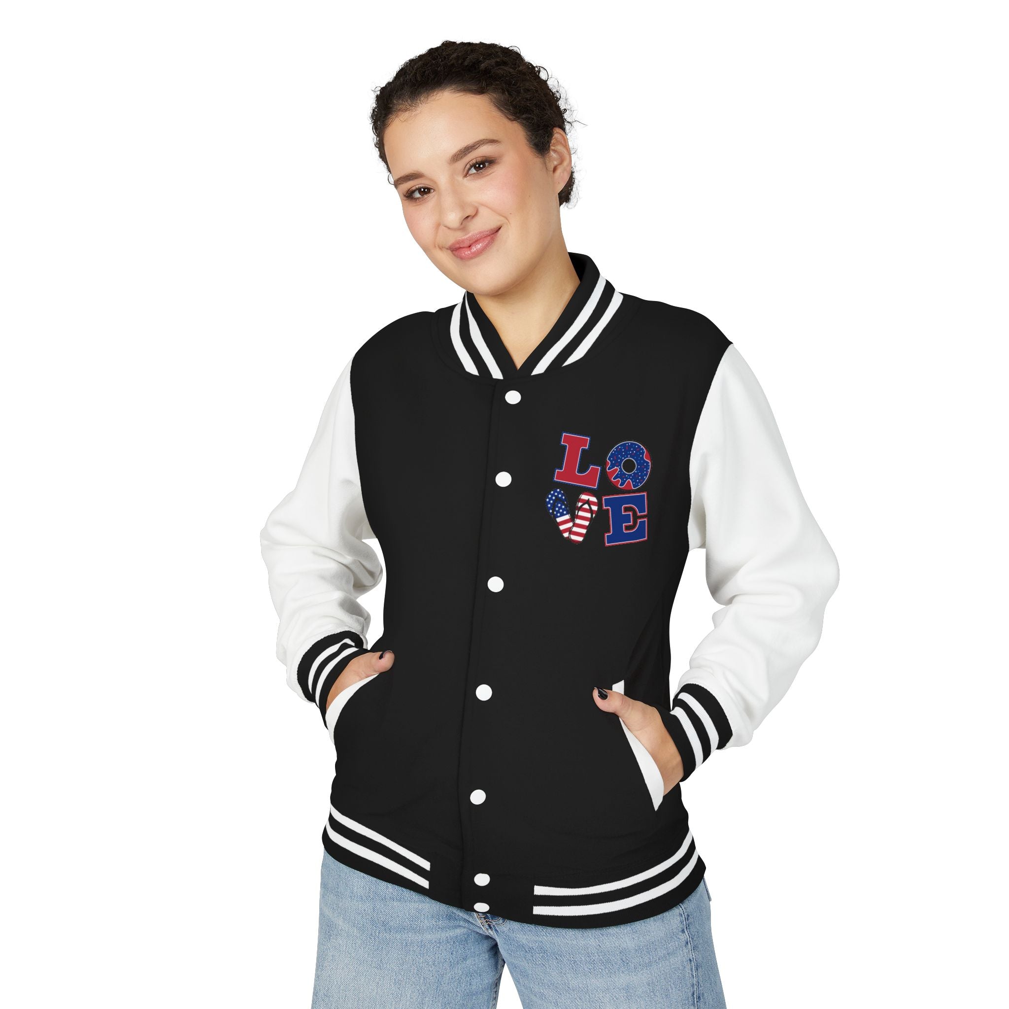 Patriotic 'LOVE' Letterman Jacket - Americana Varsity Jacket