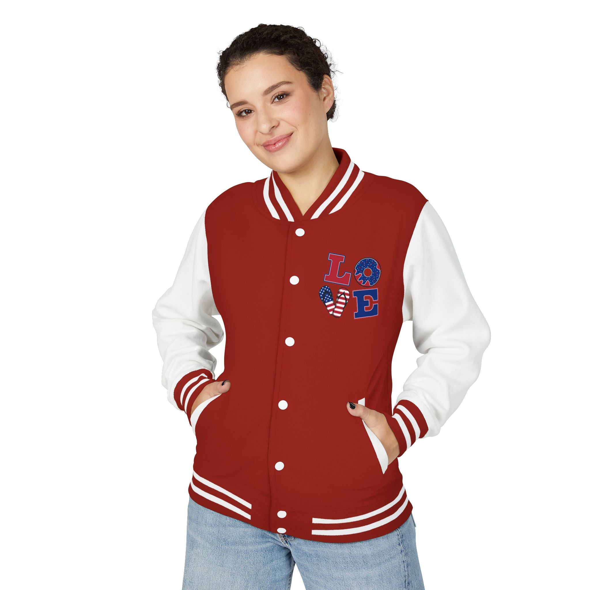 Patriotic 'LOVE' Letterman Jacket - Americana Varsity Jacket