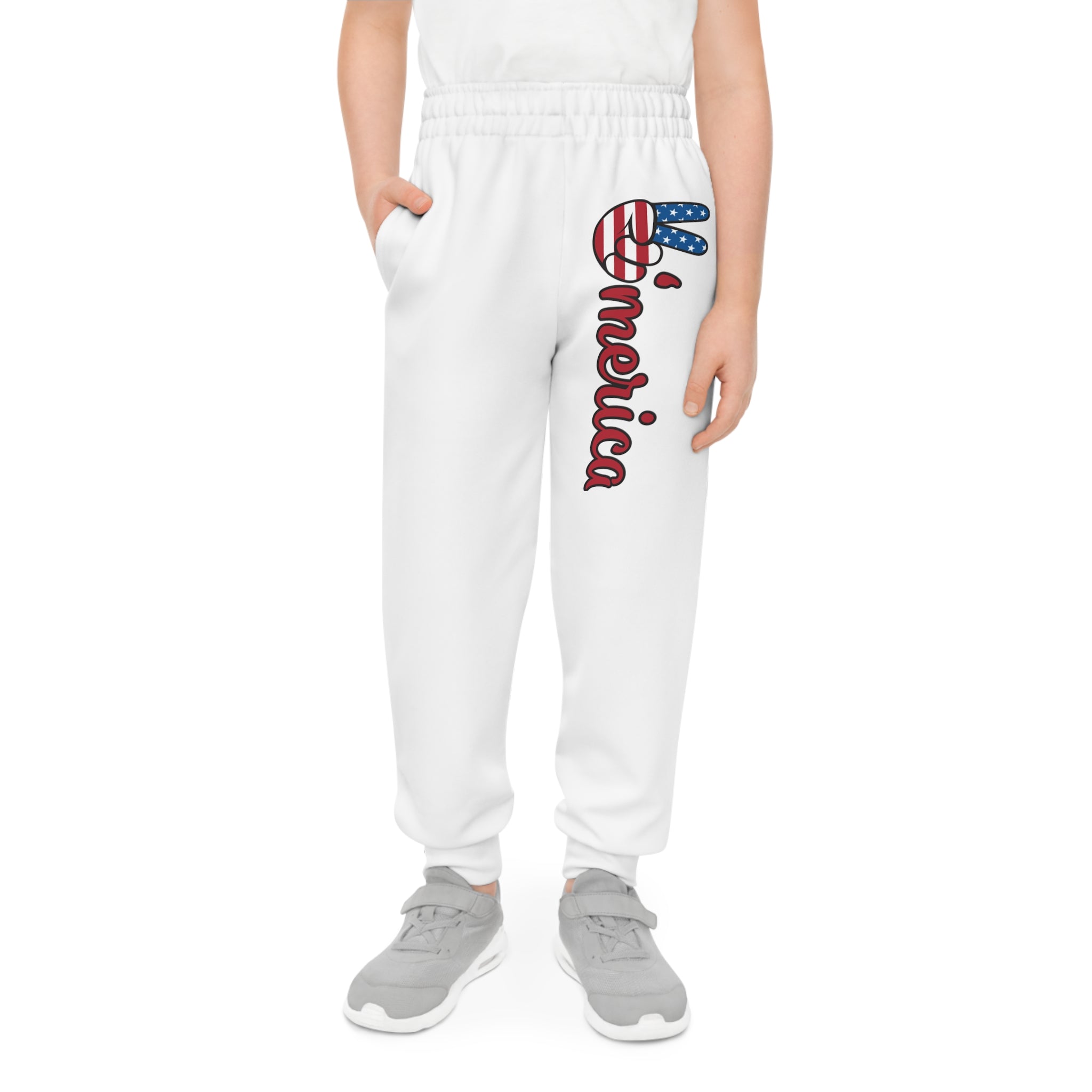 Youth Joggers - 'America' Patriotic USA Flag Side Print