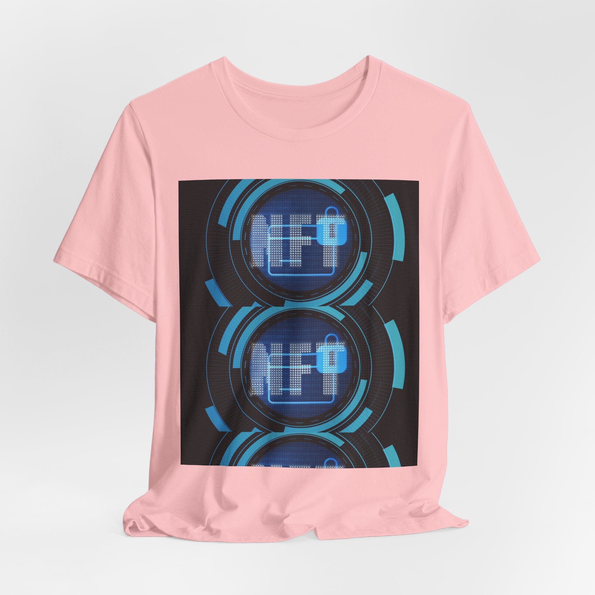 Tech Circuit Tee — Futuristic Blue Digital Graphic T-Shirt