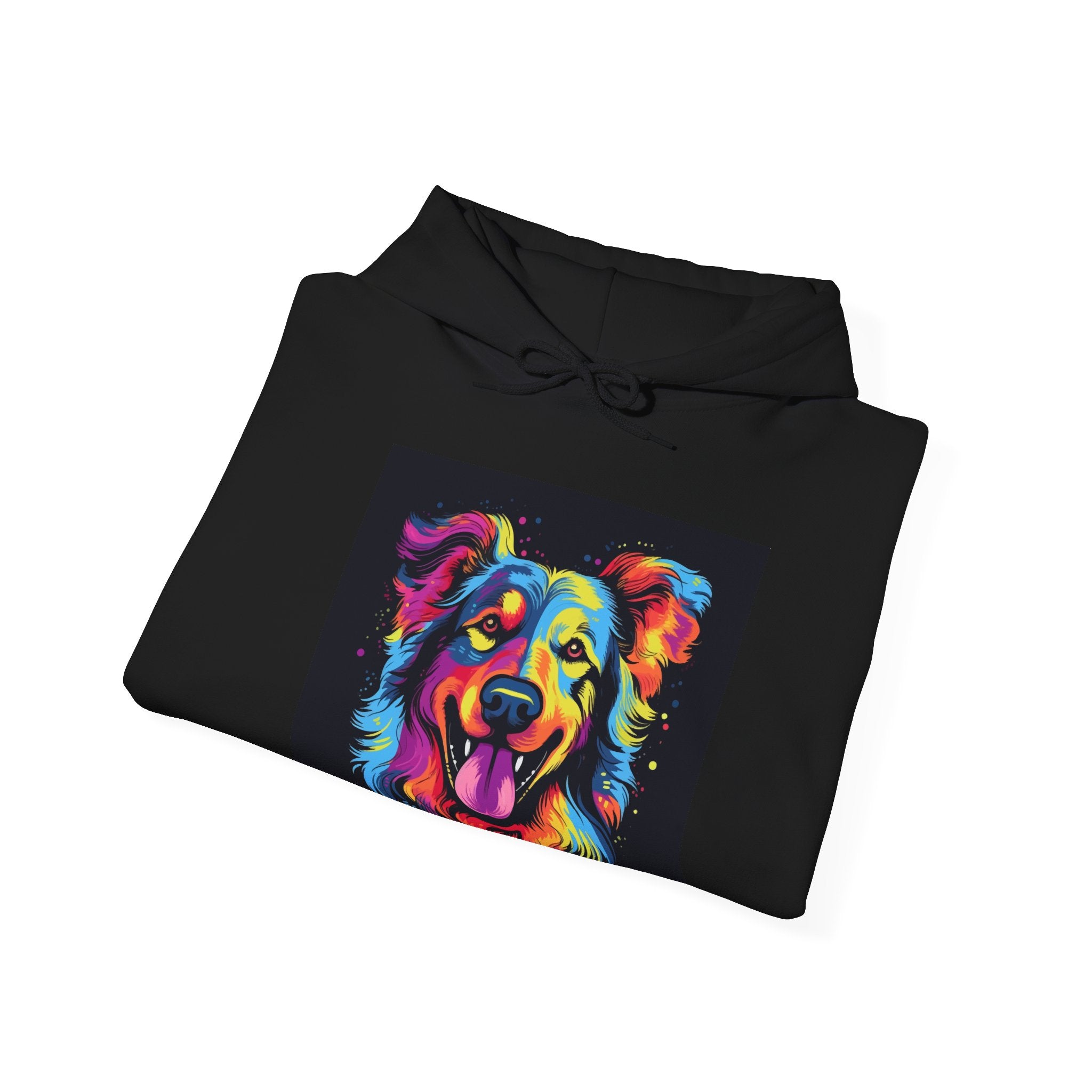 Colorful Pop Art Dog Hoodie — Vibrant Rainbow Canine Portrait Sweatshirt