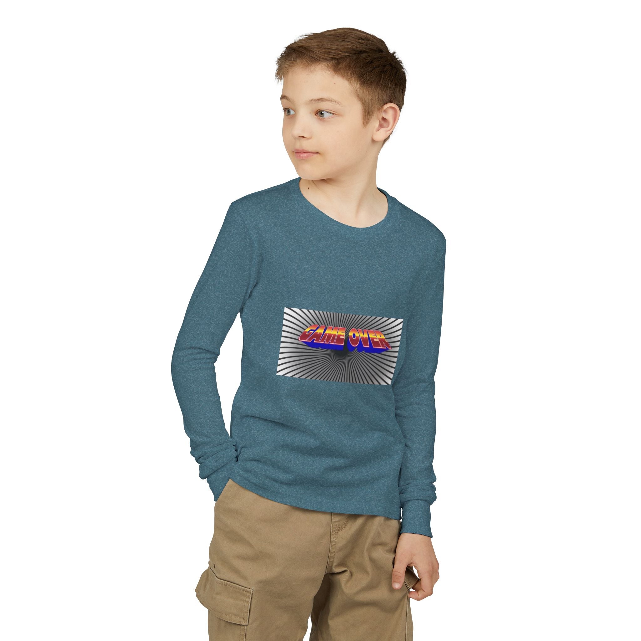 Youth Long Sleeve Tee — "Game Over" Retro Graphic