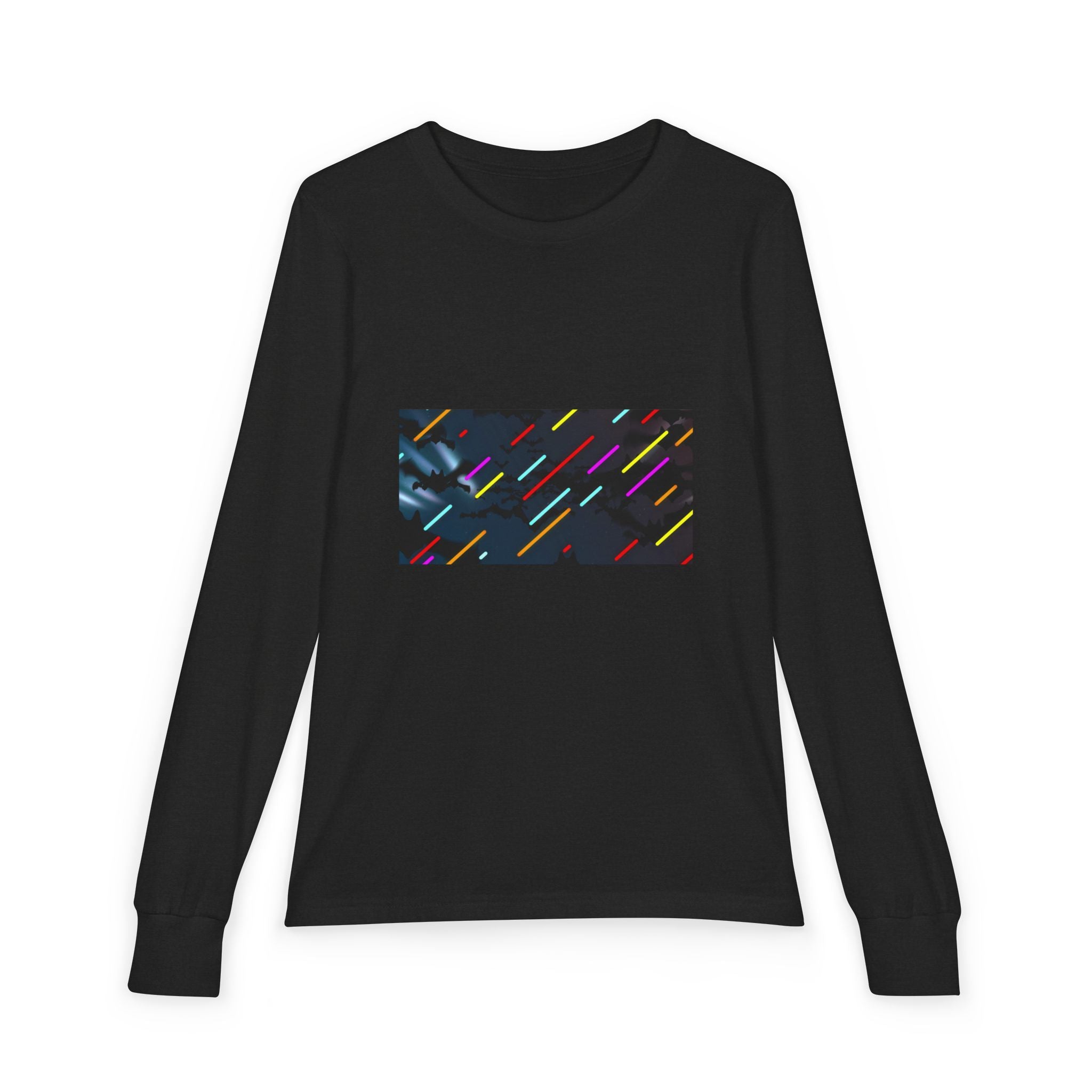 Youth Long Sleeve Tee — Neon Comet Stripe Graphic