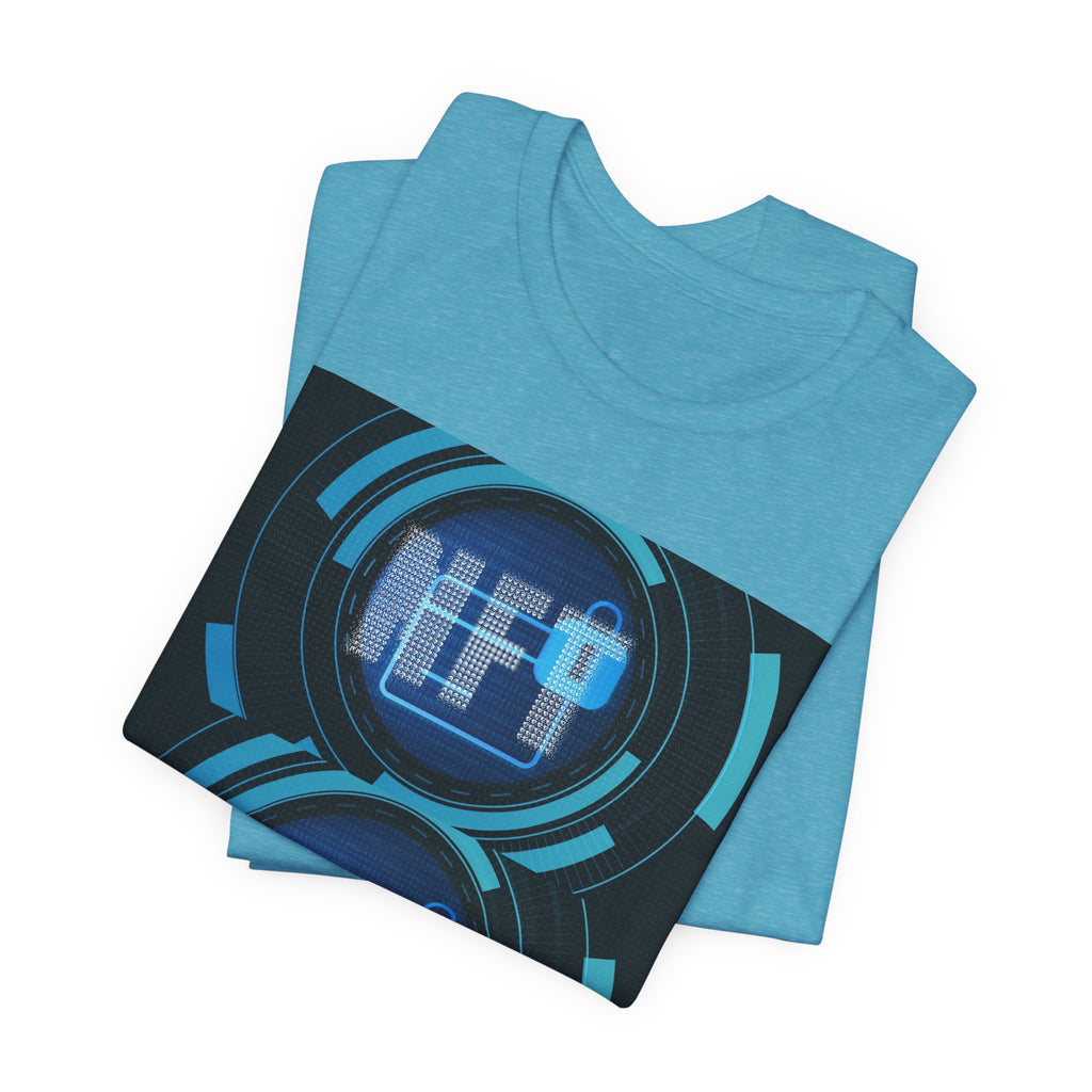 Tech Circuit Tee — Futuristic Blue Digital Graphic T-Shirt